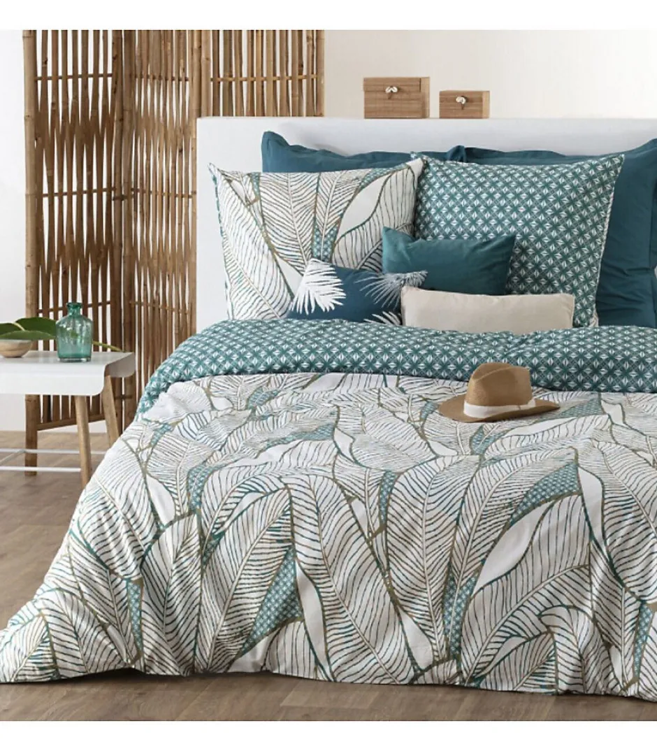 Atmosphera Parure de lit 2 Personnes 240 x 220 cm Housse de couette avec 2 taies Imprimé Moana