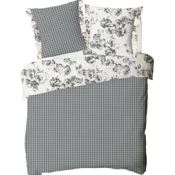 Future Home Parure de lit 2 personnes en coton 57 fils imprimé ecru 260x240cm New