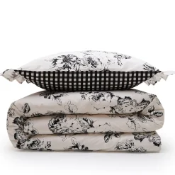 Future Home Parure de lit 2 personnes en coton 57 fils imprimé ecru 260x240cm New