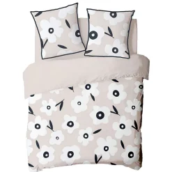 Future Home Parure de lit 2 personnes en coton 57 fils imprimé beige 240x220cm