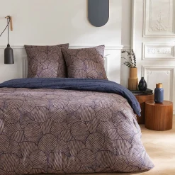 Future Home Parure de lit 2 personnes en coton 57 fils imprimé bleu 240x220cm