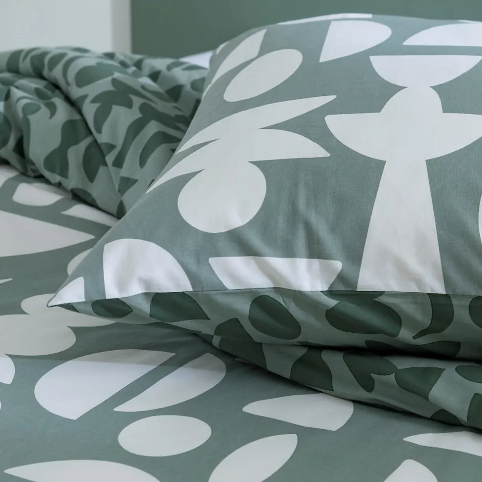 Future Home Parure de lit 2 personnes en coton 57 fils imprimé vert 240x220cm