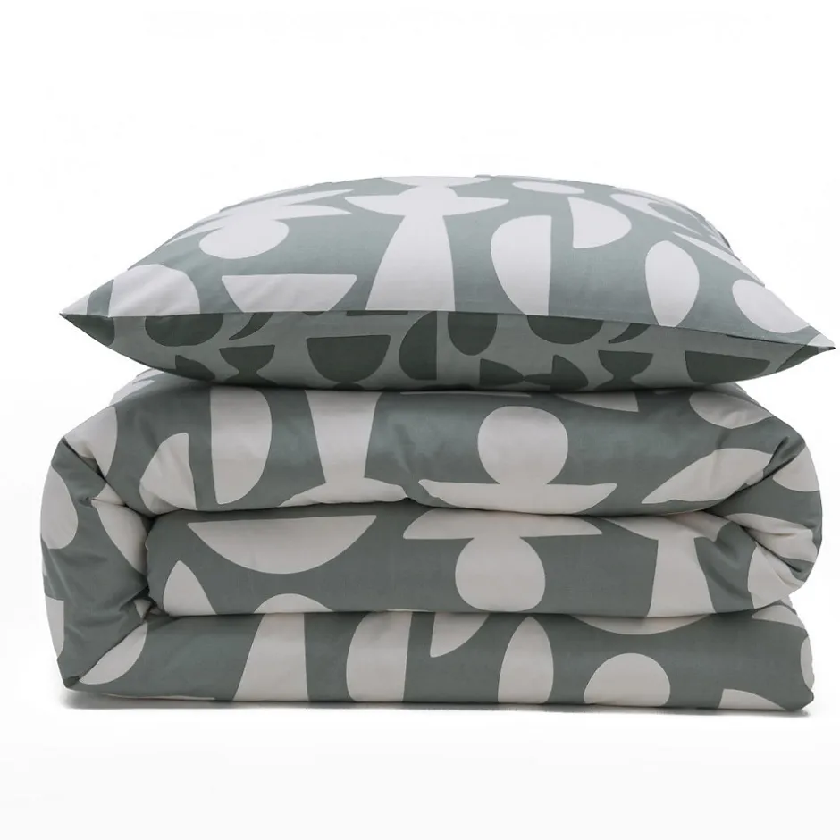 Future Home Parure de lit 2 personnes en coton 57 fils imprimé vert 240x220cm