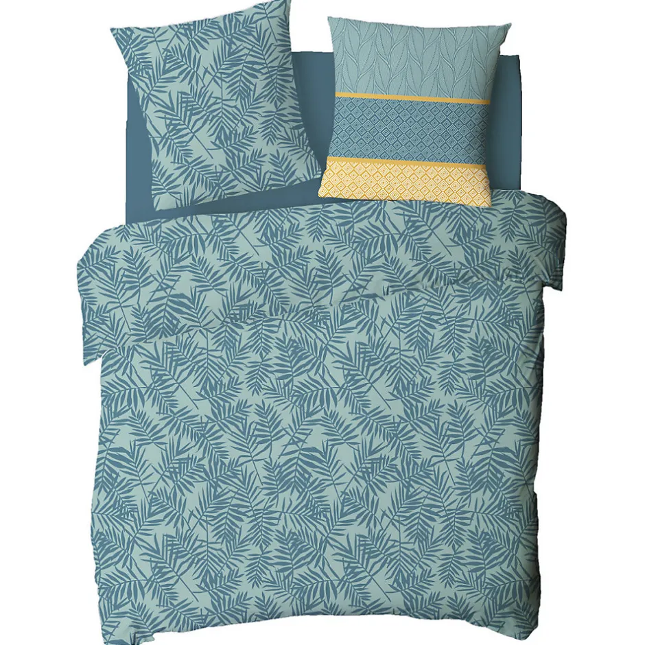 Future Home Parure de lit 2 personnes en coton 57 fils imprimé vert 240x220cm
