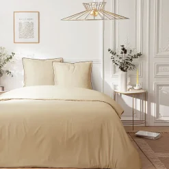Future Home Parure de lit 2 personnes en satin de coton unie 260x240cm