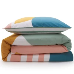 Future Home Parure de lit 2 personnes géométrique à rayures 240x220cm New