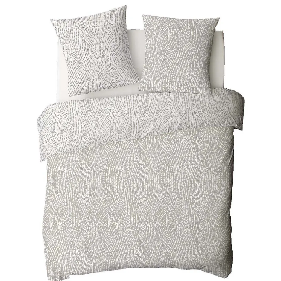 Future Home Parure de lit 2 personnes en coton 57 fils imprimé beige 260x240cm Outlet