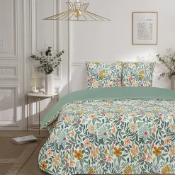 Future Home Parure de lit 2 personnes en satin de coton imprimé floral 240x220cm