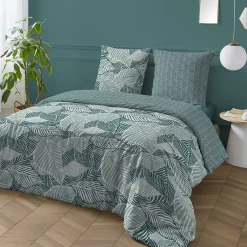 Future Home Parure de lit 2 personnes imprimé feuillage réversible 240x220cm Discount