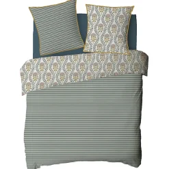 Future Home Parure de lit 2 personnes floral charme rayé 260x240cm