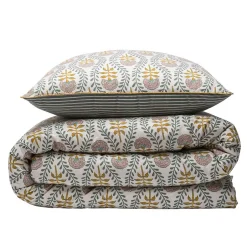 Future Home Parure de lit 2 personnes floral charme rayé 240x220cm