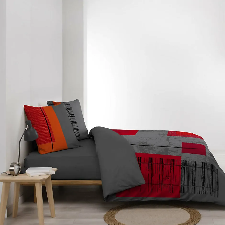 Douceur D'Intérieur Parure de lit 2 personnes "Quadro" (240x220 cm - Gris anthracite)