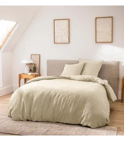 Douceur D'Intérieur Parure de Lit 3 Pièces 100% Coton Fils Teints Meline beige 260 x 240 cm Outlet