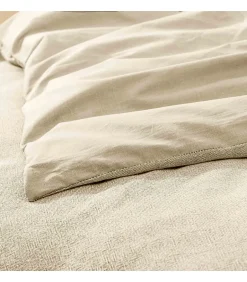 Douceur D'Intérieur Parure de Lit 3 Pièces 100% Coton Fils Teints Meline beige 260 x 240 cm Outlet