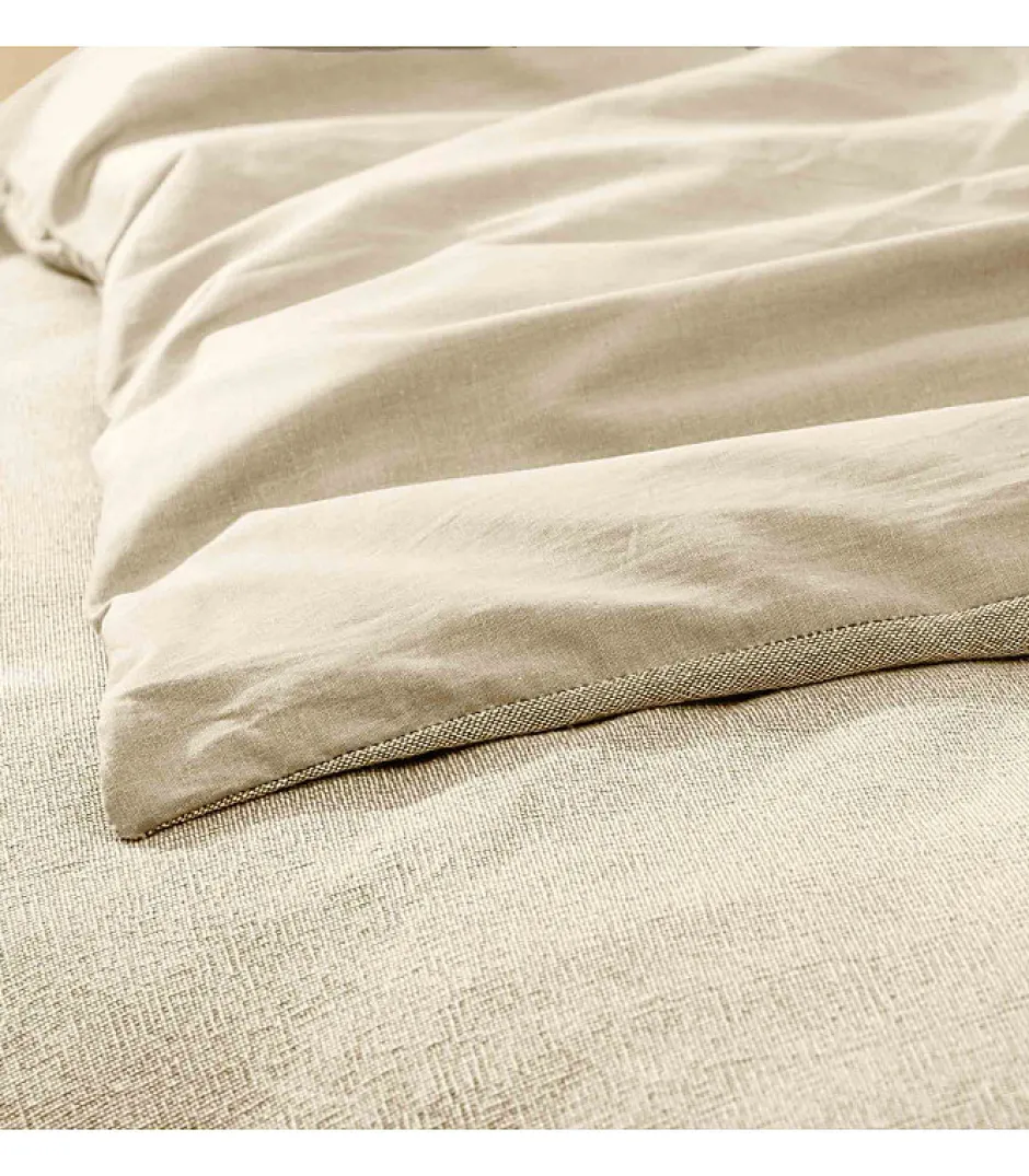Douceur D'Intérieur Parure de Lit 3 Pièces 100% Coton Fils Teints Meline beige 260 x 240 cm Outlet