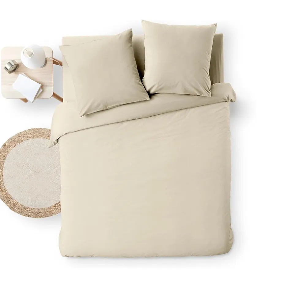 Douceur D'Intérieur Parure de Lit 3 Pièces 100% Coton Fils Teints Meline beige 240 x 220 cm