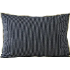 Linnea Parure de lit 3 pièces : housse 200x200 cm et taie 50x70 cm coton BRIXTON à rayures noires