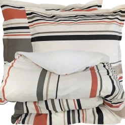 Linnea Parure de lit 2 pièces : housse 140x200 cm et taie 65x65 cm coton HUGO beige/corail