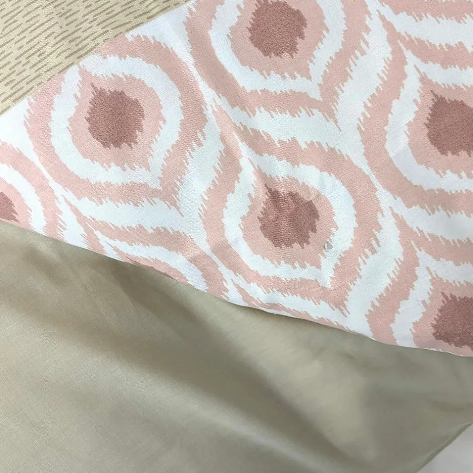 Linnea Parure de lit 2 pièces : housse 140x200 cm et taie 65x65 cm coton INOUK rose/beige