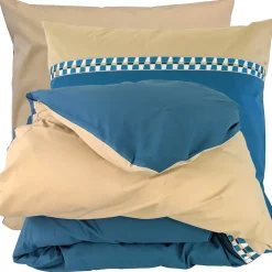 Linnea Parure de lit 3 pièces : housse 300x240 cm et taies 65x65 cm en percale de coton LINOA bleu cobalt New