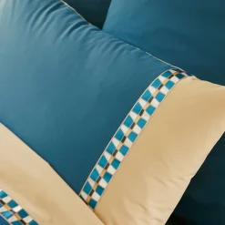 Linnea Parure de lit 3 pièces : housse 260x240 cm et taies 50x70 cm en percale de coton LINOA bleu cobalt