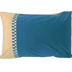 Linnea Parure de lit 3 pièces : housse 260x240 cm et taies 50x70 cm en percale de coton LINOA bleu cobalt
