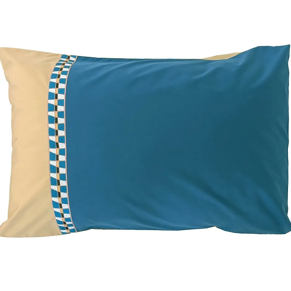 Linnea Parure de lit 3 pièces : housse 260x240 cm et taies 50x70 cm en percale de coton LINOA bleu cobalt