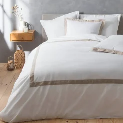 Douceur D'Intérieur Parure de lit 3 Pièces coton et lin (260x240 cm - Blanc)