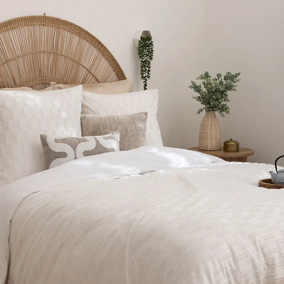 Atmosphera Créateur D'Intérieur Parure de lit 3 pièces Edie jacquard blanc 260x240cm - Atmosphera
