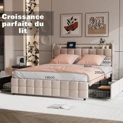 Simple Life Parure de lit 4 pièces en polyester 160x200 cm, motif à carreaux style coton, résistante aux plis et à la décoloration - Rose