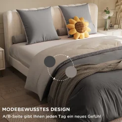 ProximaX Parure de lit 4 pièces en Polyester, 160 x 200 cm, motif à carreaux esthétique en coton, résistante aux Plis , Gris