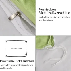 ProximaX Parure de lit 4 pièces en Polyester, 160 x 200 cm, motif à carreaux esthétique en coton, résistante aux Plis, Vert