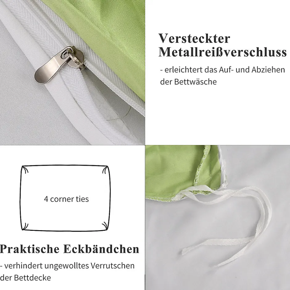 ProximaX Parure de lit 4 pièces en Polyester, 160 x 200 cm, motif à carreaux esthétique en coton, résistante aux Plis, Vert
