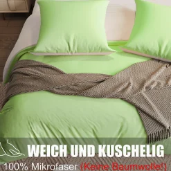ProximaX Parure de lit 4 pièces en Polyester, 160 x 200 cm, motif à carreaux esthétique en coton, résistante aux Plis, Vert