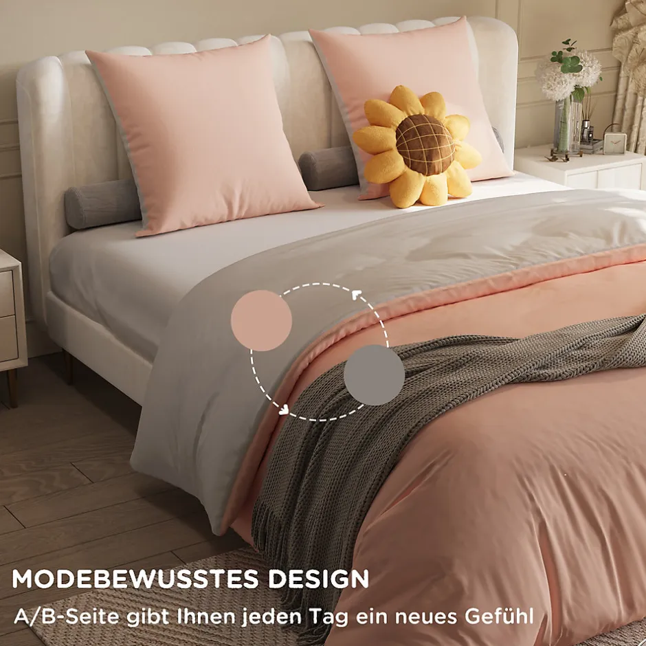 ProximaX Parure de lit 4 pièces en Polyester, 140 x 200 cm, motif à carreaux esthétique en coton, résistante aux Plis, Rose