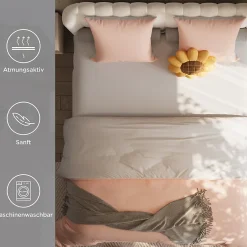 ProximaX Parure de lit 4 pièces en Polyester, 140 x 200 cm, motif à carreaux esthétique en coton, résistante aux Plis, Rose