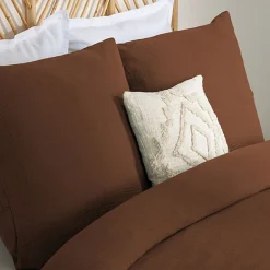 Atmosphera Créateur D'Intérieur Parure de lit 3 pièces Flora gaze de coton marron 260x240cm - Atmosphera