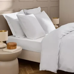 Douceur D'Intérieur Parure de lit 3 pièces LINELLA Blanc- 240 x 220 cm Coton/Polyester lavé jacquard 57 fils Discount