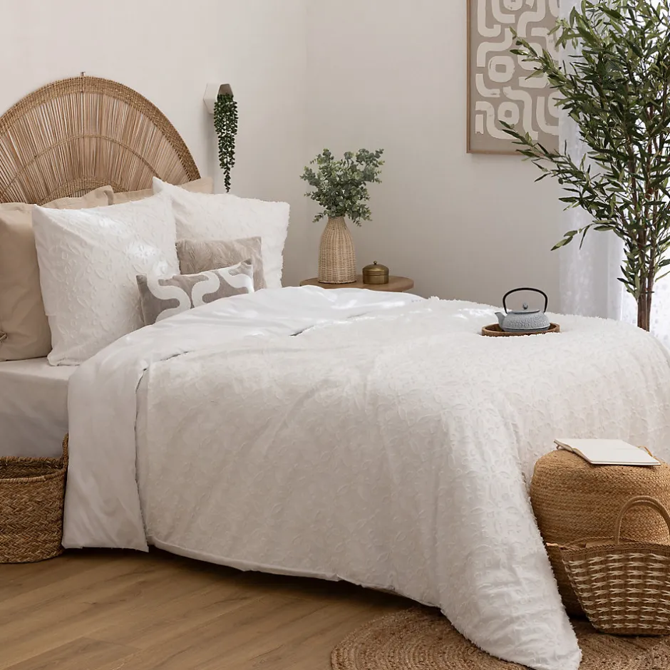 Atmosphera Créateur D'Intérieur Parure de lit 3 pièces Swan jacquard blanc 260x240cm - Atmosphera Clearance