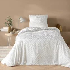 Douceur D'Intérieur Parure de lit 3 pièces tufté (140x200 cm - Blanc) New
