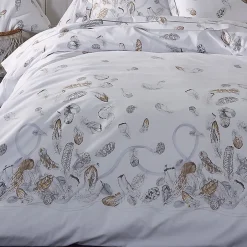Linnea Parure de lit 3 pièces 200x200 cm taies 65x65 cm Percale pur coton PLUMES