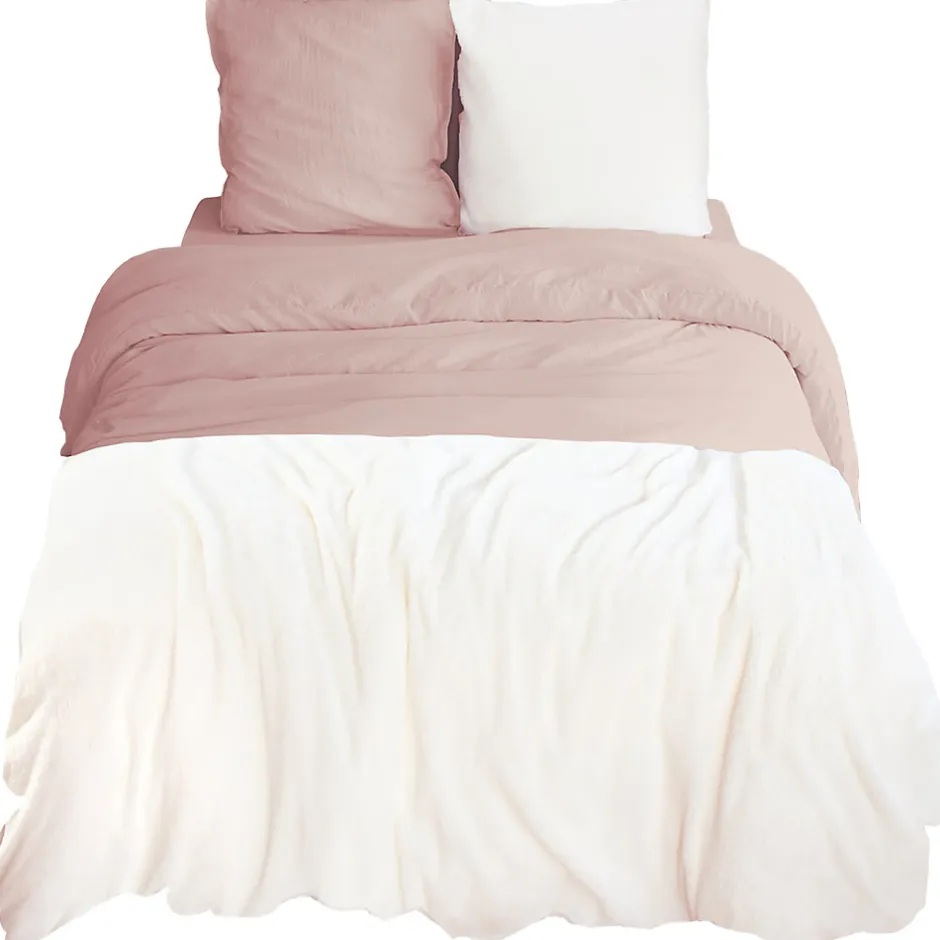 Linnea Parure de lit 3 pièces 240x220 cm microfibre et sherpa SHERPA Rose