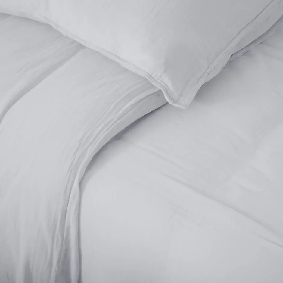 Linnea Parure de lit 3 pièces 240x220 cm et 65x65 cm mousseline de coton MILOS blanc neige Clearance