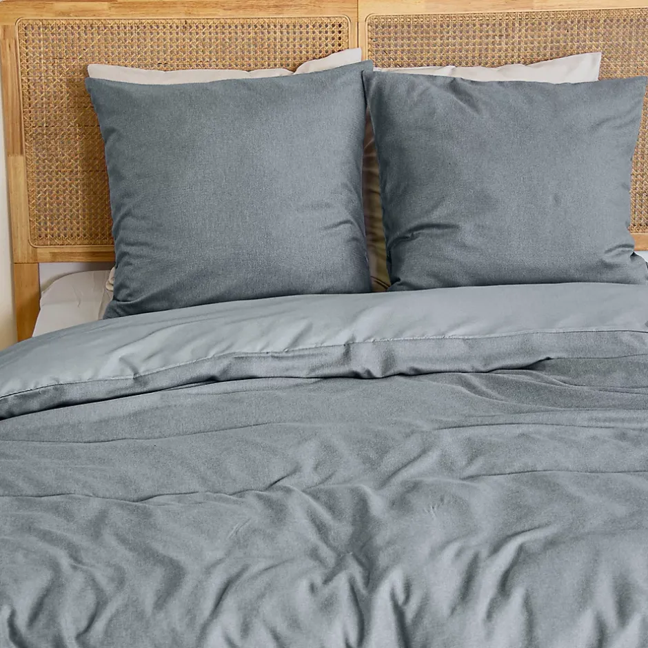 Linnea Parure de lit 3 pièces 240x220 cm SENSATION FLANELLE Ardoise Discount