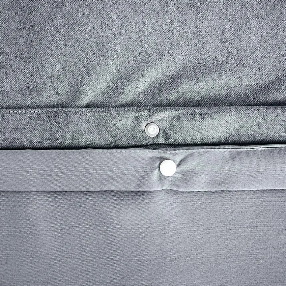 Linnea Parure de lit 3 pièces 240x220 cm SENSATION FLANELLE Ardoise Discount