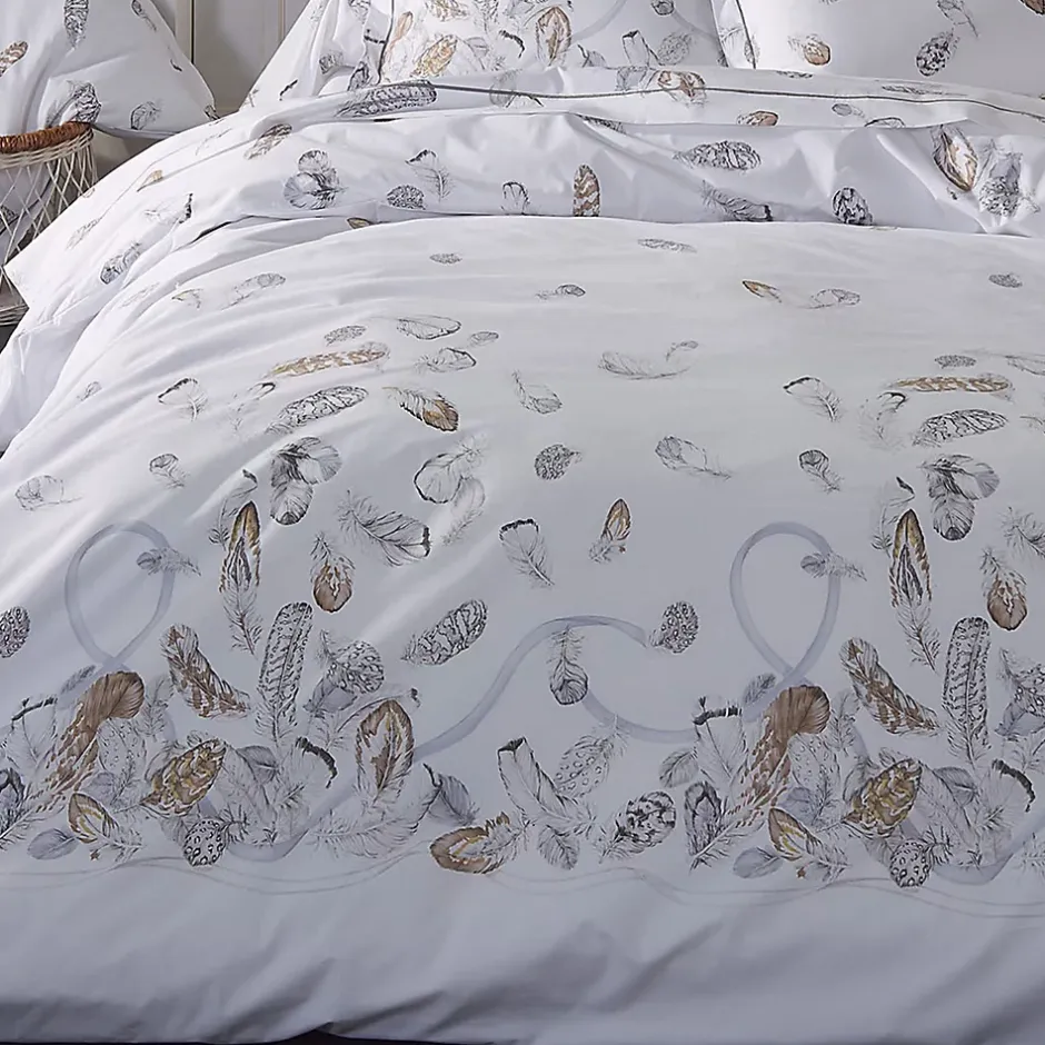 Linnea Parure de lit 3 pièces 280x240 cm taies 50x70 cm percale PLUMES New