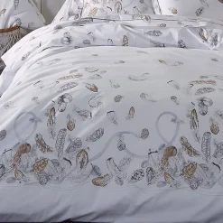 Linnea Parure de lit 3 pièces 260x240 cm taies 65x65 cm Percale pur coton PLUMES Clearance