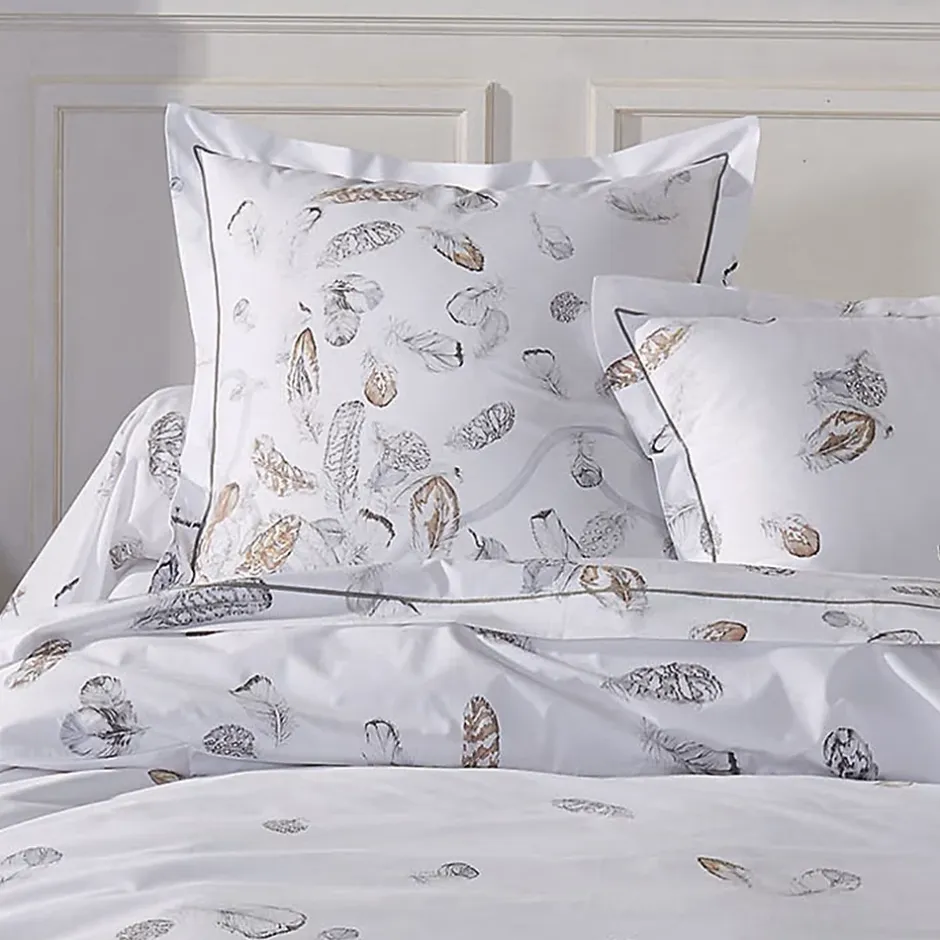 Linnea Parure de lit 3 pièces 260x240 cm taies 65x65 cm Percale pur coton PLUMES Clearance