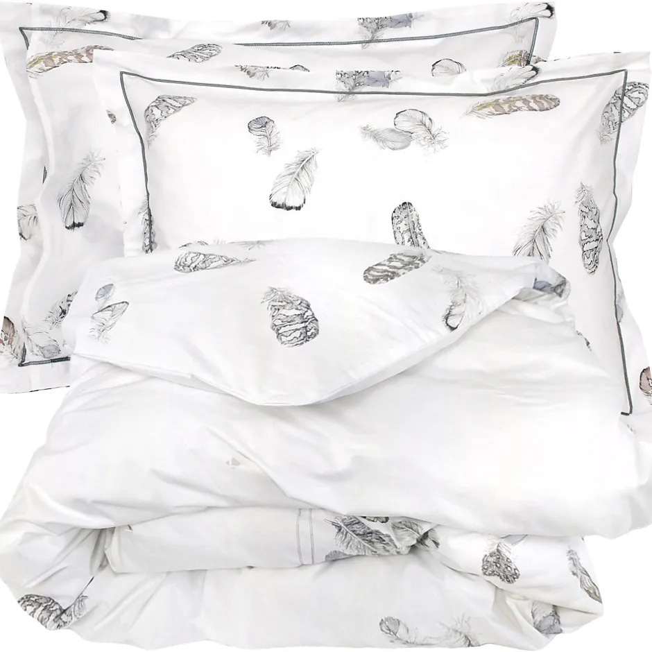Linnea Parure de lit 2 pièces 140x200 cm taie 50x70 cm percale PLUMES