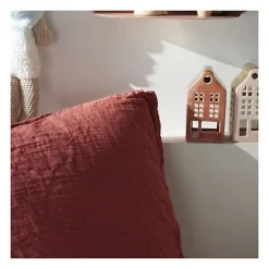 Todays Tools Parure de lit - TODAY - 123670 - 2 personnes - 240x220cm - Gaze de coton unie - Terracotta